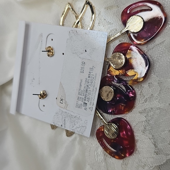 Anna & Ava Gold And Red Resin Cherry Earrings - Picture 2 of 3